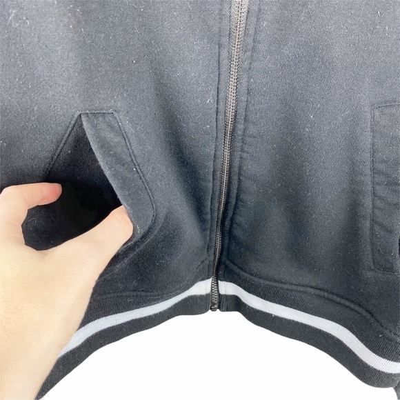 Lemon Tart Grey Black Varsity Fleece Academia Preppy Collegiate Jacket Medium - Picture 6 of 6